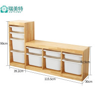 儿童玩具收纳架实木玩具收纳柜宝宝整理柜高桶多层置物架储物箱子收纳柜 三维工匠