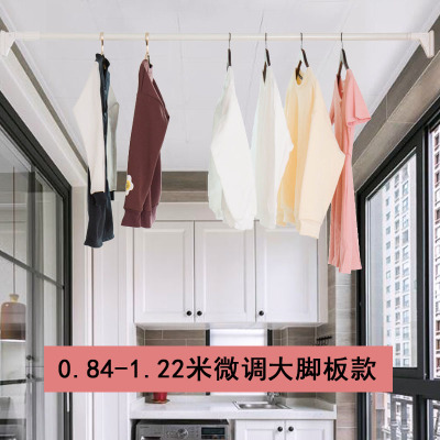 阳台晾衣杆杆式飘窗窗户伸缩晾衣架免打孔顶装家用晒衣杆凉衣 三维工匠 1.72-2.24米微调大脚板送10个防风扣