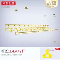 三维工匠架加厚双杆式晒衣架室内阳台手摇三杆晾衣杆晒被架晾衣杆 三维 [银色双杆+12个塑料衣架+安装+保修三年] 大