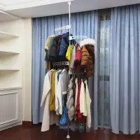 顶天立地阳台晾衣架落地伸缩单杆室内升降简易晒挂衣服架收纳晾衣杆 三维工匠 可调高度1.6--3.45米之内