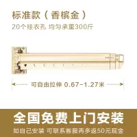 伸缩晾衣架室内外阳台家用隐形挂衣架壁挂折叠小户型晾衣被杆晾衣杆 三维工匠 图片款衣架玫瑰金成人款