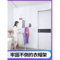 储物顶天立地衣架晾衣架落地家用直立晾衣杆室内伸缩凉挂衣架晾衣杆 三维工匠 一单立杆3个黑翅膀
