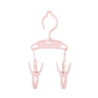 便携式旅行衣架晾衣夹可折叠内衣架内裤袜子夹塑料晒衣夹小巧迷你晾晒架 三维工匠 藕粉 5个