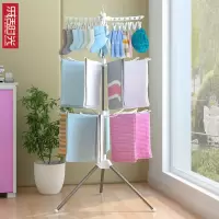 婴儿晾衣架落地折叠儿童卧室挂衣架家用尿布架晒衣架子收纳架晾晒架 三维工匠 粉色 大
