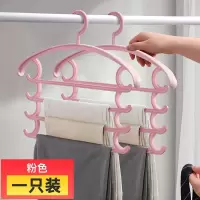 多功能折叠裤架家用多层裤夹强力无痕衣架免钉挂裤子衣柜收纳晾晒架 三维工匠 单只装粉色[衣服裤子]?一架搞定 4个