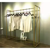服装店双排中岛架双杠落地式衣架展示架男女童装店金色挂衣服货架晾晒架 三维工匠 需要高度1.35米的请备注留言 官方标配