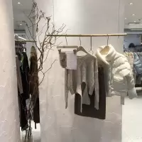服装店展示架上墙壁挂式侧挂吊顶吊架实木钢丝悬挂简约女装挂衣架晾晒架 三维工匠 一级榉木60CM长钢丝配2M 官方标配