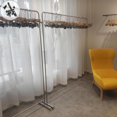 三维工匠服装店挂衣架落地式正挂金色中岛陈列架女装店货架展示 银色拉丝实心1.2M长*1.6M高16MM[一般] 官晾晒架