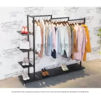 三维工匠服装店衣架展示架鞋包挂衣服架子移动落地男女装店货架侧挂服装架晾晒架 白色长140*宽36*高150送轮子+扳手 