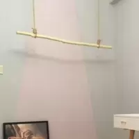 三维工匠枝展示架男女简约橱窗上墙吊顶悬挂实木棍晾衣架麻绳吊挂晾晒架 三维工 原木色光杆0.6米送5米麻绳+螺丝 官方标配