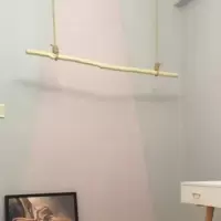 三维工匠服装店树枝展示架男女简约橱窗上墙吊顶悬挂实木棍晾衣架麻绳吊挂晾晒架 三维工 原木色光杆1.0米送5米麻绳+螺丝 