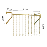 服装店壁挂衣服架墙上挂衣钩上墙点挂单钩正挂衣架展示架墙壁挂架晾晒架 三维工匠 上墙款式三金色:80cm 官方标配