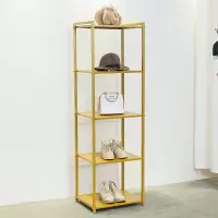 金色铁艺包包架服装店展示架落地衣服多层橱窗鞋子包包置物架货架晾晒架 三维工匠 黑色50*40*160五层 官方标配
