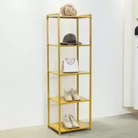 金色铁艺包包架服装店展示架落地衣服多层橱窗鞋子包包置物架货架晾晒架 三维工匠 金色50*40*160五层 官方标配