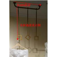 三维工匠服装店展示架吊架吊顶悬挂式衣架金色 铁艺女装店U型婚纱架子晾晒架 三 中套:U型60*10+3支吊杆高定制 