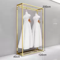 婚纱架子展示架落地式金色专用影楼礼服货架铁艺婚纱店挂衣架晾晒架 三维工匠 长120高200[不带板] 套餐一