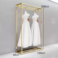 婚纱架子展示架落地式金色专用影楼礼服货架铁艺婚纱店挂衣架晾晒架 三维工匠 长150*高200[不带板] 套餐一