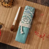 化妆刷收纳包刷包便携化妆包12支卷袋复古风折叠刷子收纳袋收纳袋 三维工匠