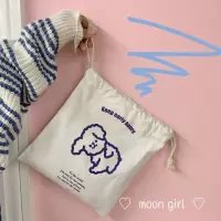 (福利价回馈)自制少女心早睡早起卡通狗束口袋收纳袋抽绳布袋收纳袋 三维工匠