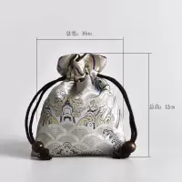 手工刺绣锦囊双层棉麻收纳袋文玩布袋束口抽绳珠宝首饰小袋子收纳袋 三维工匠