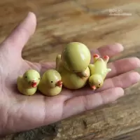 彩色陶瓷小鸭子套装可爱摆设迷你盆景装饰鱼缸道具摆件 三维工匠