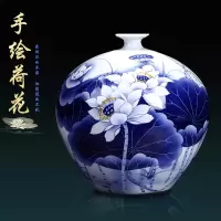 景德镇陶瓷器手绘青花瓷花瓶 客厅电视柜家居装饰工艺品瓷器摆件 三维工匠