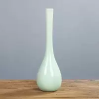 白瓷观音瓶玉净瓶青瓷花插花器家居摆件长颈陶瓷小花瓶供佛前禅意 三维工匠 观音瓶-青瓷