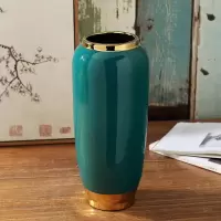 时尚陶瓷花瓶 轻奢蓝釉客厅摆件插花干花家居摆设 玄关欧式装饰品 三维工匠 中(28*14.5cm)