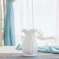 现代简约客厅创意插花摆件家居装饰品陶瓷干花花瓶花艺摆设 三维工匠 荷叶边小号蓝色(口径11.5高20cm) 中等