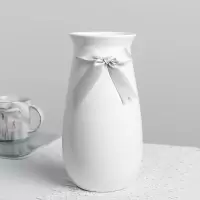 现代简约台面餐桌陶瓷花瓶北欧客厅软装插花花器装饰品摆件 三维工匠 白色花瓶+10支蓝色跳舞兰
