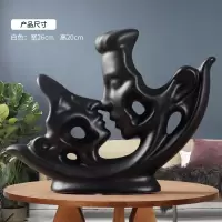 创意北欧家居摆件卧室酒架电视柜装饰品睡美人世纪情侣陶瓷器摆件 三维工匠 黑色