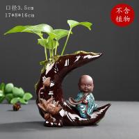 创意水培小花瓶摆件现代酒柜客厅陶瓷简约工艺品桌面摆设家居饰品 三维工匠 KJY-荷韵侧卧-绿