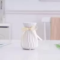 现代简约折纸陶瓷花瓶室内家居装饰客厅餐桌插花桌面水培花器摆件 三维工匠 小号白