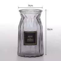 玻璃陶瓷花瓶简约创意摆件客厅欧式透明灰色插花鲜花干花 三维工匠 灰色2水水灰色款