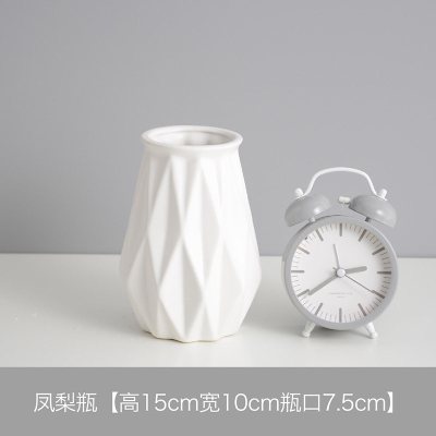 菠萝简约陶瓷小花瓶小清新干花花瓶客厅插花创意摆件家居装饰品 三维工匠 菠萝瓶中号-7支粉色短枝百合