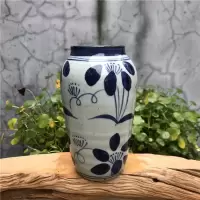 复古青花瓷陶瓷花器做旧景德镇手绘花瓶小摆件鲜花干花水培花 三维工匠 鲜果子