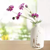 水培小花瓶陶瓷小清新花器创意迷你花瓶摆件客厅插花水培家居饰品 三维工匠 白色蜻蜓花瓶