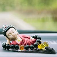 弥勒佛像汽车摆件创意车内香水用品陶瓷车载中控仪表台个性装饰品 三维工匠 卧佛如来(玫瑰金)普通版