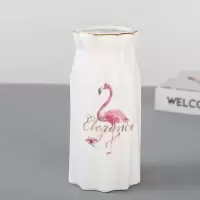 花瓶陶瓷摆件玄关客厅插花现代简约干花花瓶小清新小号水养富贵竹 三维工匠 A-火烈鸟