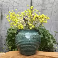 景德镇复古禅意陶瓷花瓶创意日式插花花器 茶室玄关花插摆件装饰 三维工匠 雨露蓝