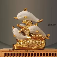 客厅摆件品海豚陶瓷工艺品办公室桌面摆设卧室电视柜酒柜创意装饰 三维工匠 金沙海豚