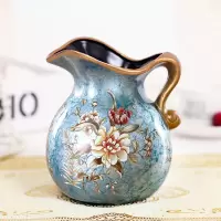 复古文艺陶瓷小花瓶水养鲜花干花北欧装饰中式客厅家居插花艺摆件 三维工匠 复古绿