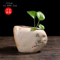 创意仿石头瓶绿萝水培花瓶器皿水养植物鲜花插花陶瓷桌面装饰摆件 三维工匠 SGY-在路上-(B款) 中等