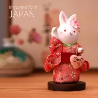 日本和服兔子摆件 车载女生日式摆件陶瓷生日创意结婚 三维工匠 祈福樱花对兔