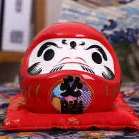 小号白色达摩储蓄罐创意日本装饰品陶瓷日式寿司料理店铺摆件 三维工匠 紫色健康达摩