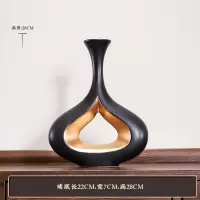 现代简约家居摆件中式轻奢陶瓷花瓶客厅酒柜电视柜工艺术软装饰品 三维工匠 玲珑瓶中号+红石榴