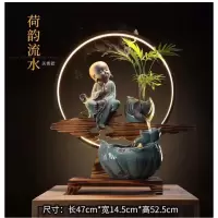 新款陶瓷流水喷泉加湿器带灯圈开业新居礼品办工作摆件装饰品 三维工匠 白色人物