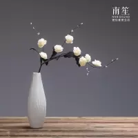 现代简约家居饰品仿真花干花假花陶瓷花瓶摆件台面插花花器 三维工匠 [净瓶]+珍珠玫瑰5束