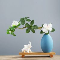 创意陶瓷小花瓶ins风简约北欧装饰品电视柜客厅玄关假花插花摆件 三维工匠 兮年蓝小--狐狸(套) 小