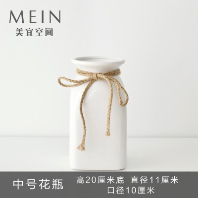 简约现代白色陶瓷花瓶客厅家居装饰品餐桌花瓶软装工艺品摆设摆件 三维工匠 白色大号